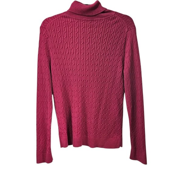 💥Talbots Knit Pima Cotton Textured Berry Long Sleeve Turtleneck Sweater - Picture 4 of 5